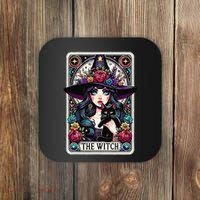 The Witch Tarot Card Halloween Gothic Witchy Vibes Black Cat Coaster thumb 0