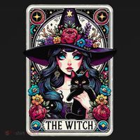 The Witch Tarot Card Halloween Gothic Witchy Vibes Black Cat Women's Hoodie thumb 2