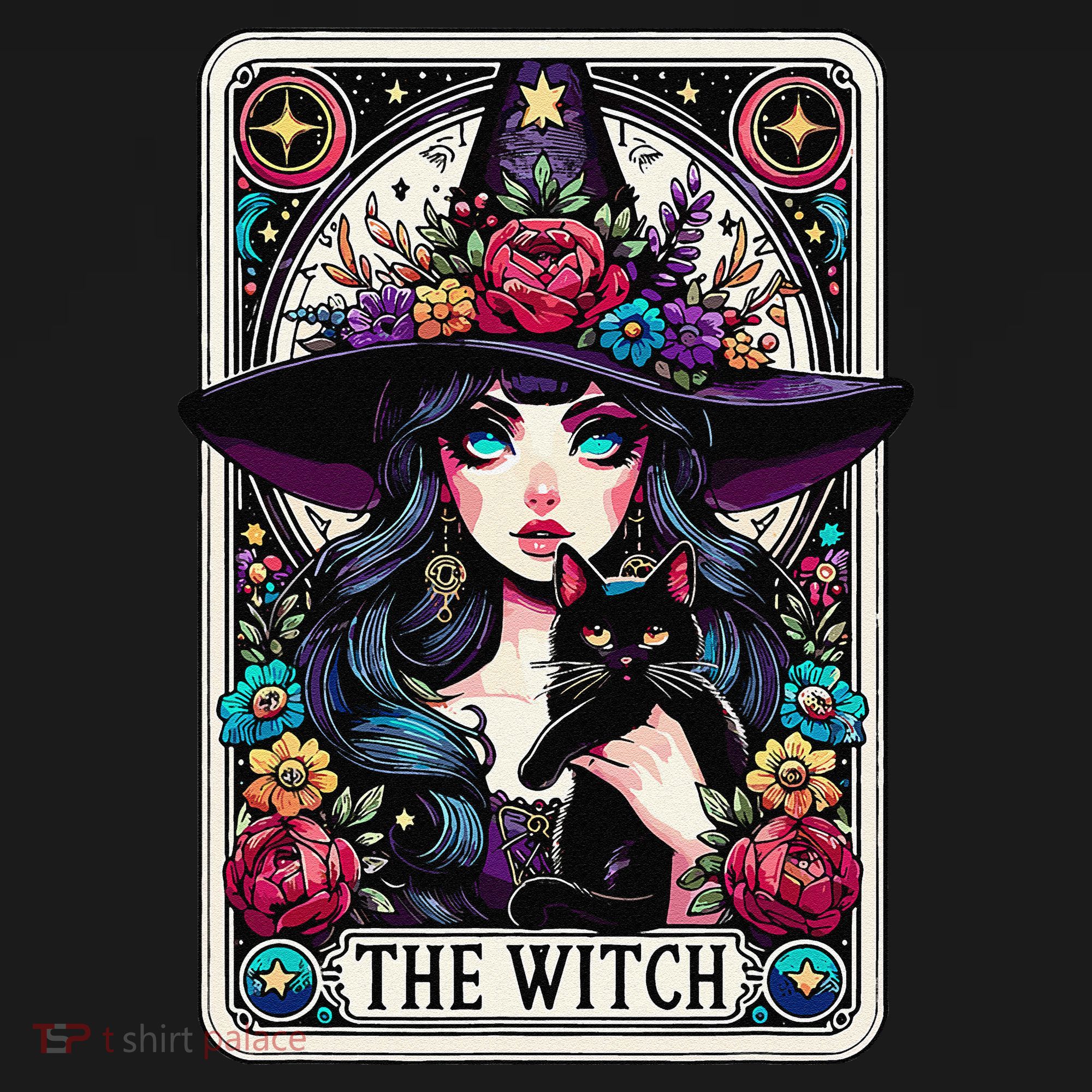 The Witch Tarot Card Halloween Gothic Witchy Vibes Black Cat Women's Hoodie