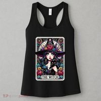 The Witch Tarot Card Halloween Gothic Witchy Vibes Black Cat Women's Tank Top thumb 3