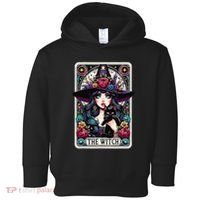The Witch Tarot Card Halloween Gothic Witchy Vibes Black Cat Toddler Hoodie thumb 0
