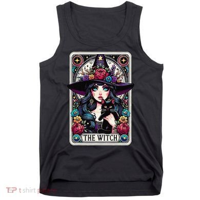 The Witch Tarot Card Halloween Gothic Witchy Vibes Black Cat Tank Top