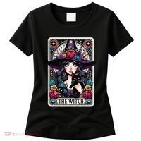 The Witch Tarot Card Halloween Gothic Witchy Vibes Black Cat Women's T-Shirt thumb 0
