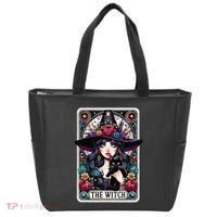The Witch Tarot Card Halloween Gothic Witchy Vibes Black Cat Tote Bag thumb 0