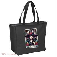 The Witch Tarot Card Halloween Gothic Witchy Vibes Black Cat Tote Bag thumb 2