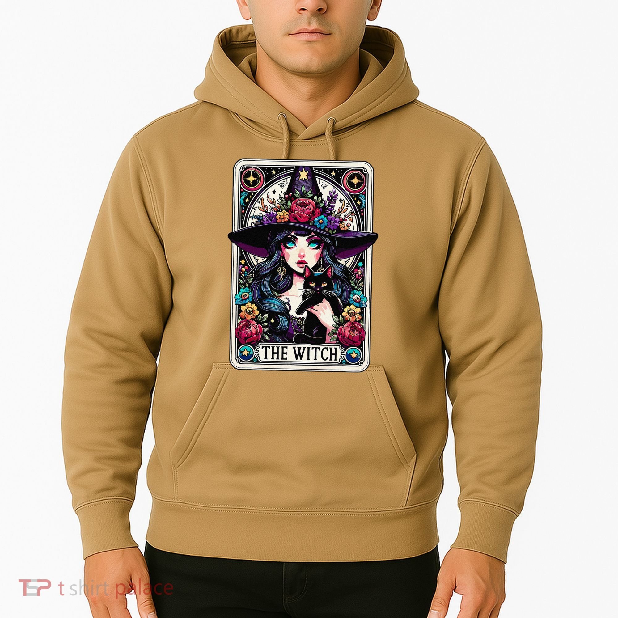 The Witch Tarot Card Halloween Gothic Witchy Vibes Black Cat Hoodie