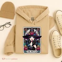 The Witch Tarot Card Halloween Gothic Witchy Vibes Black Cat Hoodie thumb 4
