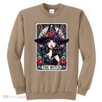 The Witch Tarot Card Halloween Gothic Witchy Vibes Black Cat Sweatshirt thumb 0