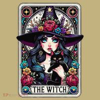 The Witch Tarot Card Halloween Gothic Witchy Vibes Black Cat Sweatshirt thumb 2