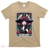 The Witch Tarot Card Halloween Gothic Witchy Vibes Black Cat T-Shirt thumb 0