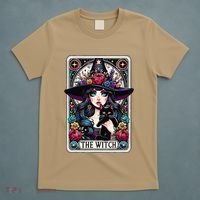 The Witch Tarot Card Halloween Gothic Witchy Vibes Black Cat T-Shirt thumb 5