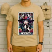 The Witch Tarot Card Halloween Gothic Witchy Vibes Black Cat T-Shirt thumb 6
