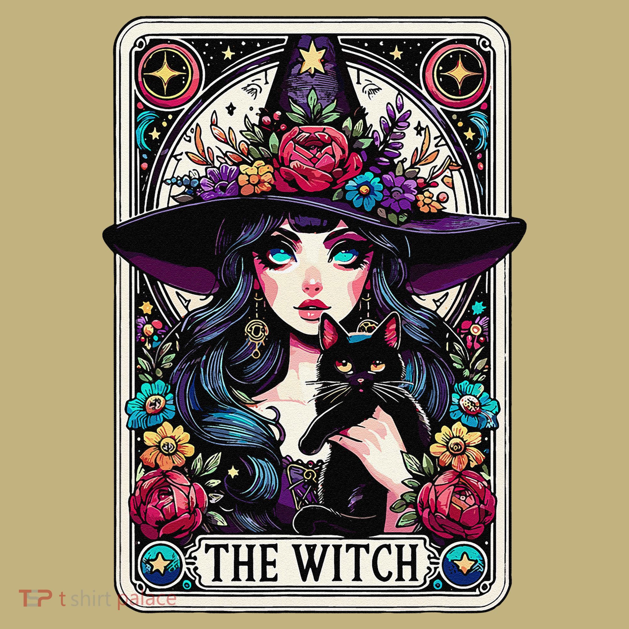 The Witch Tarot Card Halloween Gothic Witchy Vibes Black Cat Mousepad