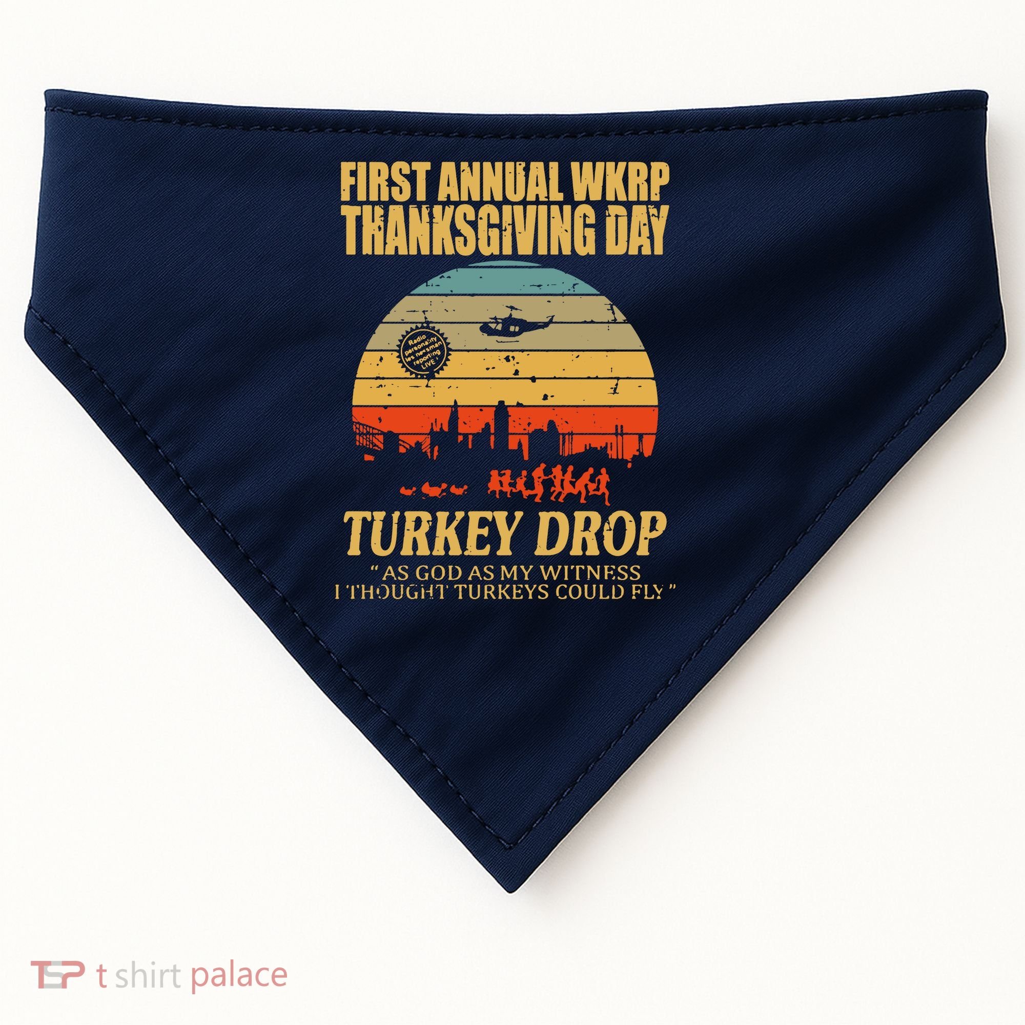 Thanksgiving Wkrp Turkey Drop USA-Made Doggie Bandana