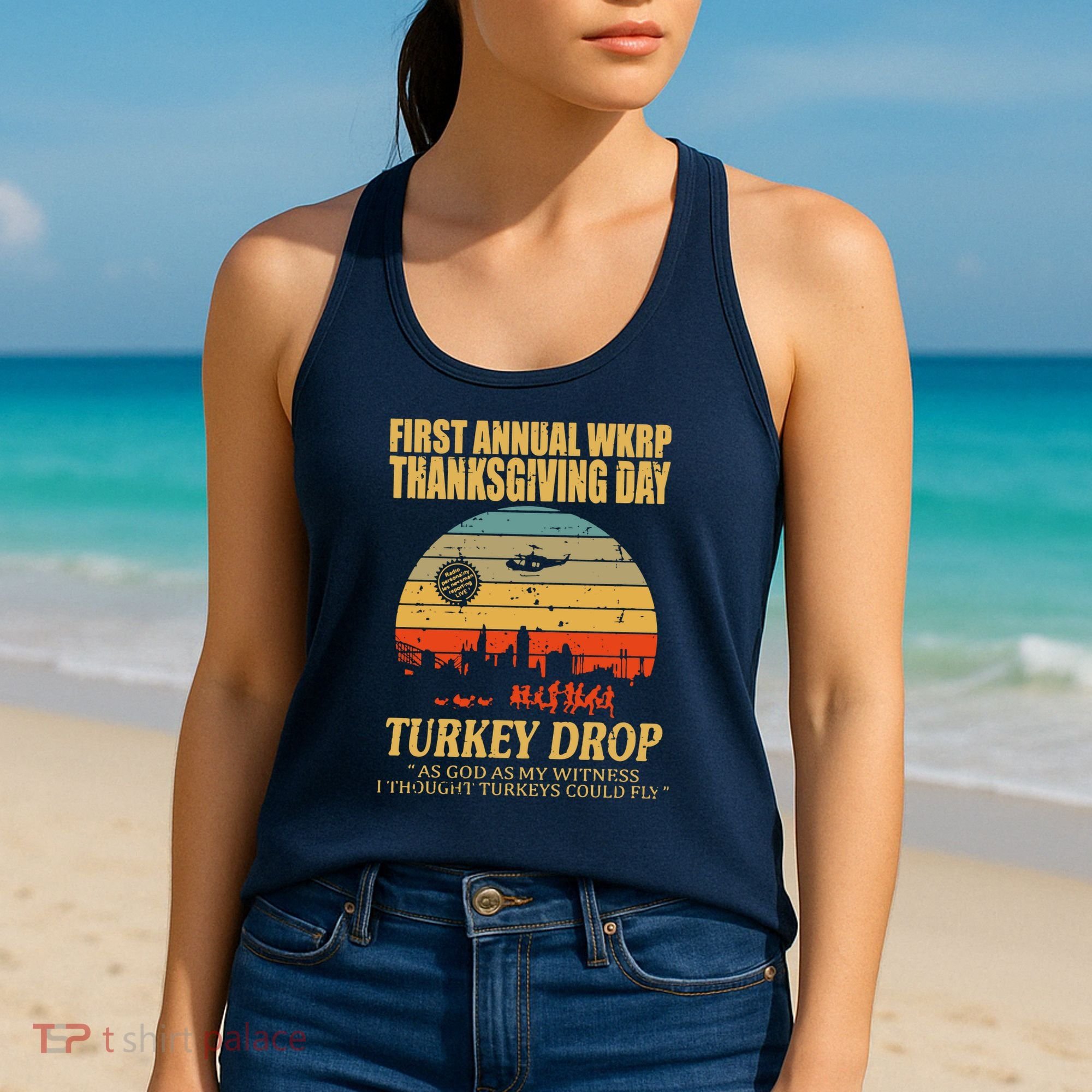 Thanksgiving Wkrp Turkey Drop Women's Tank Top