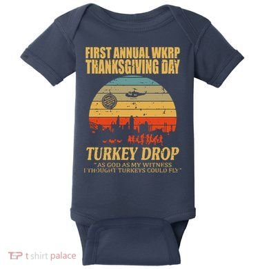 Thanksgiving Wkrp Turkey Drop Baby Bodysuit