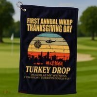 Thanksgiving Wkrp Turkey Drop Golf Towel thumb 1