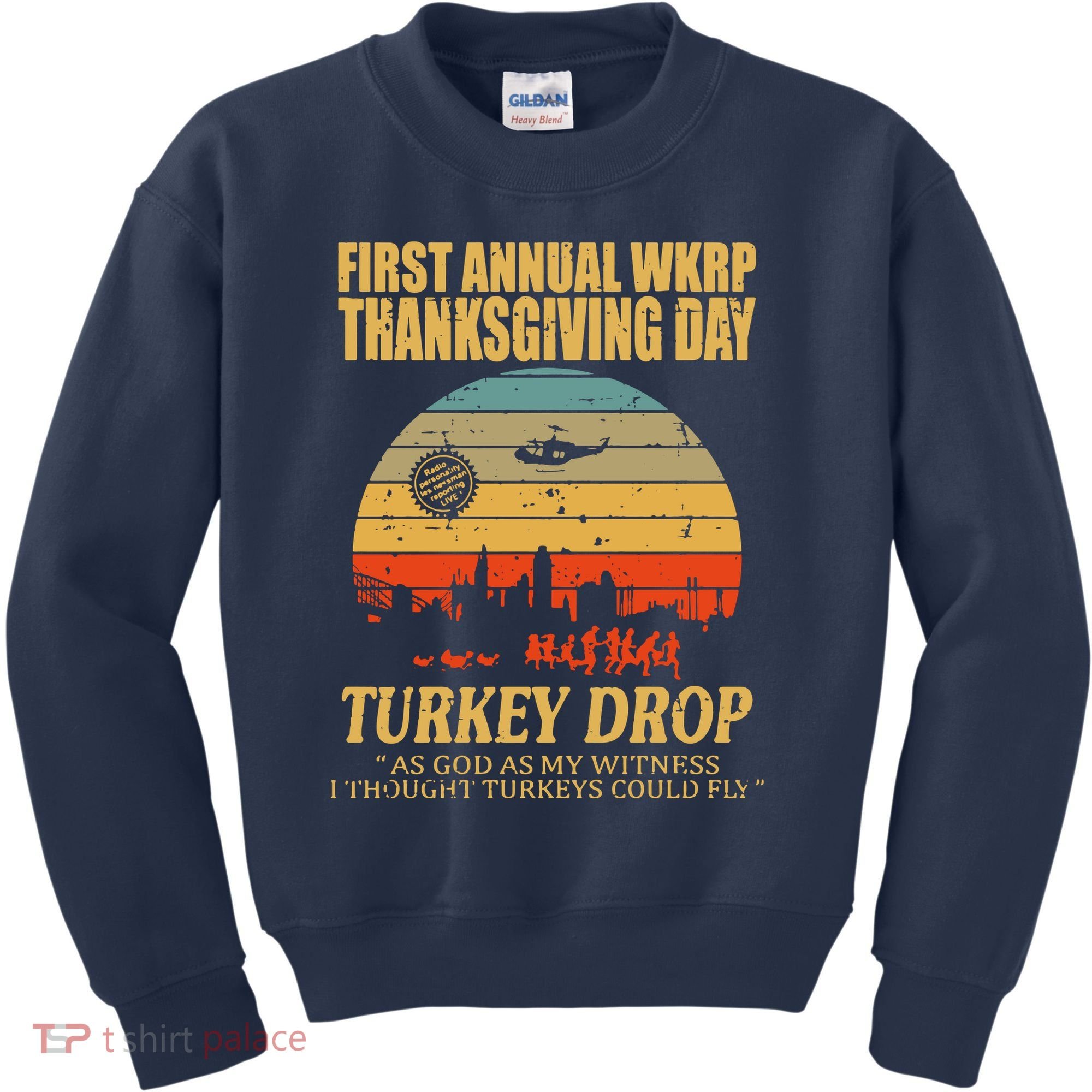 Thanksgiving Wkrp Turkey Drop Kids Sweatshirt