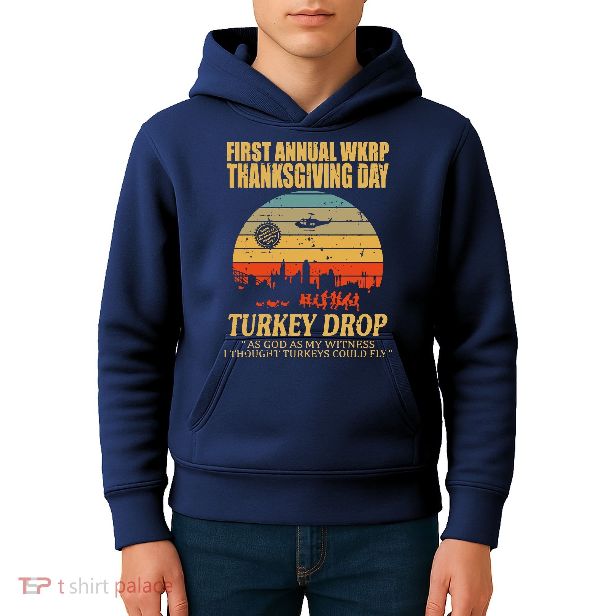 Thanksgiving Wkrp Turkey Drop Kids Hoodie