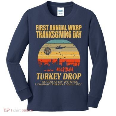 Thanksgiving Wkrp Turkey Drop Kids Long Sleeve Shirt