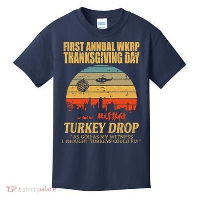 Thanksgiving Wkrp Turkey Drop Kids T-Shirt