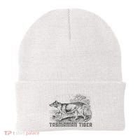 Tasmanian Wolf Tiger Thylacine Australian Extinction Gift Beanie thumb 0