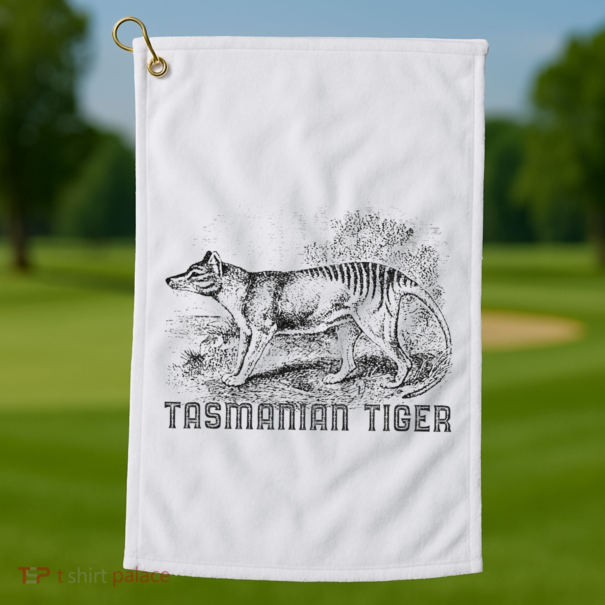 Tasmanian Wolf Tiger Thylacine Australian Extinction Gift Golf Towel