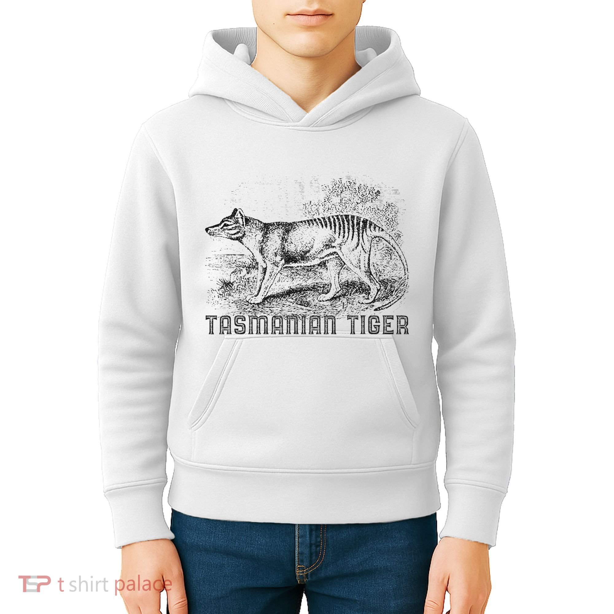 Tasmanian Wolf Tiger Thylacine Australian Extinction Gift Kids Hoodie