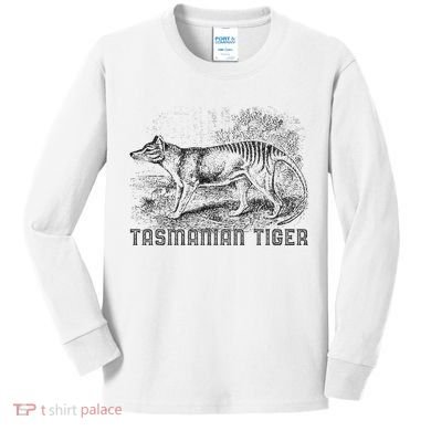 Tasmanian Wolf Tiger Thylacine Australian Extinction Gift Kids Long Sleeve Shirt