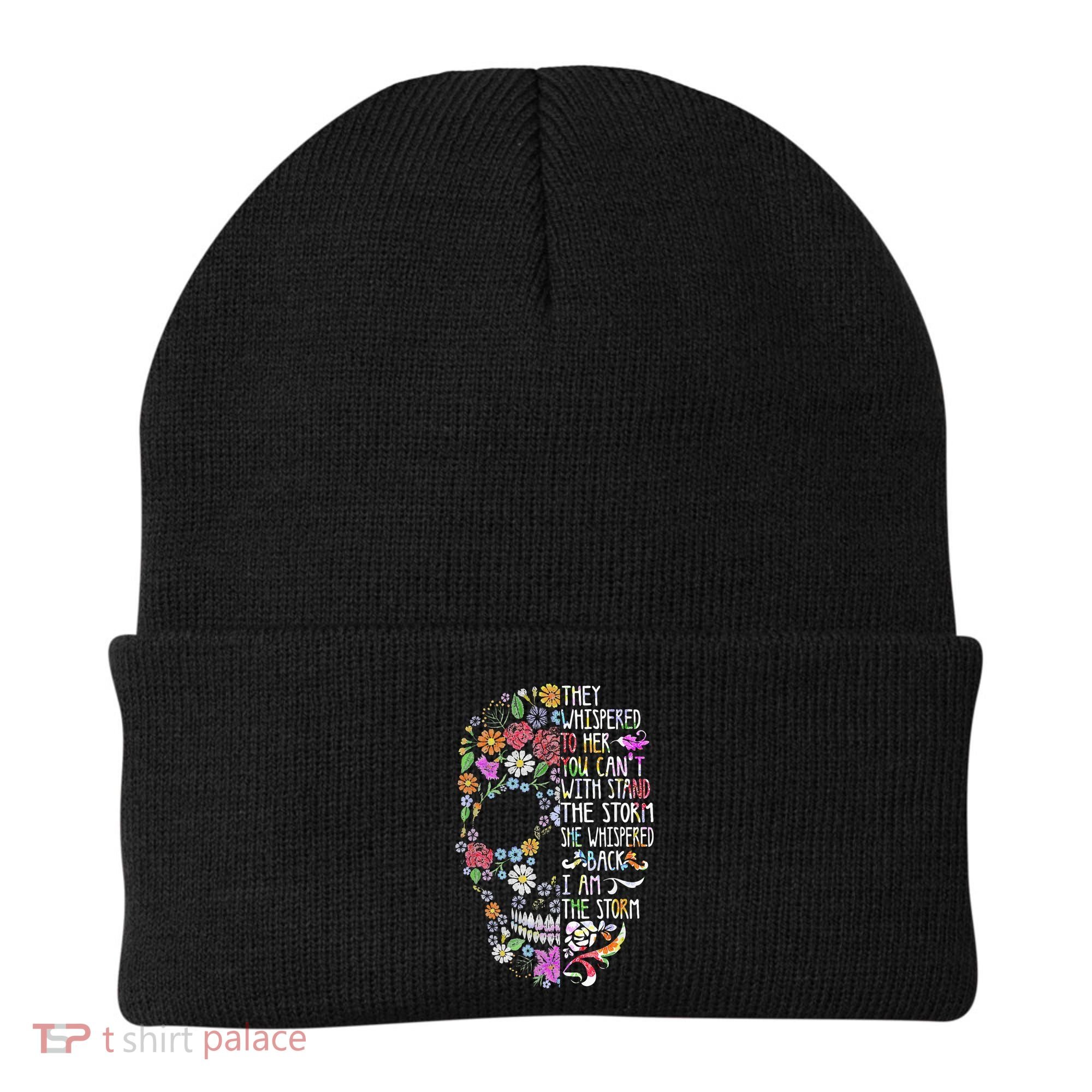 They Whispered To Her Flower Skull Beanie