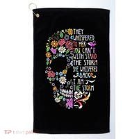 They Whispered To Her Flower Skull Golf Towel thumb 0