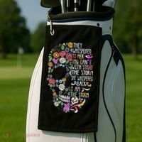 They Whispered To Her Flower Skull Golf Towel thumb 2
