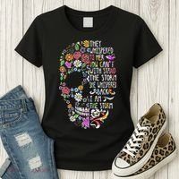 They Whispered To Her Flower Skull Women's T-Shirt thumb 3