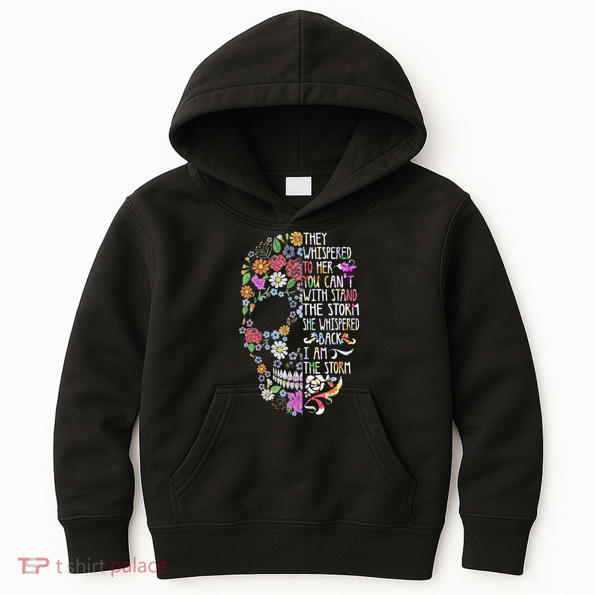 They Whispered To Her Flower Skull Kids Hoodie