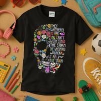 They Whispered To Her Flower Skull Kids T-Shirt thumb 3