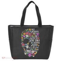 They Whispered To Her Flower Skull Tote Bag thumb 0