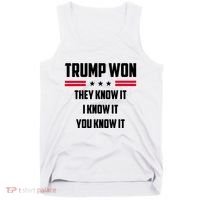 Trump Won They Know It I Know It You Know It Tank Top thumb 0