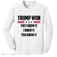 Trump Won They Know It I Know It You Know It Kids Long Sleeve Shirt thumb 0