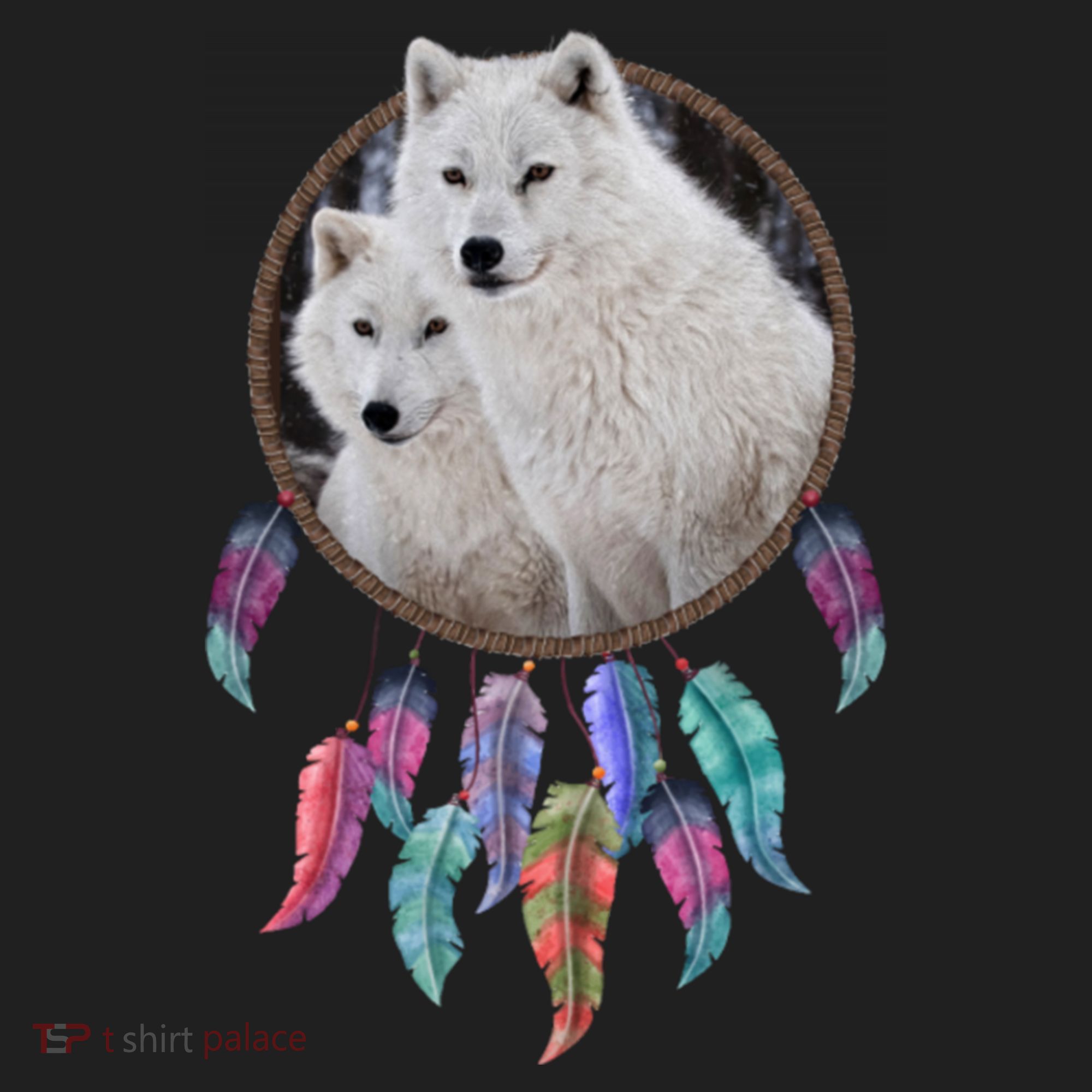 Two White Wolves Dream Catcher Women's Sweatshirt