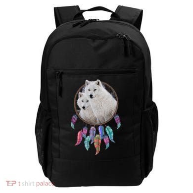 Two White Wolves Dream Catcher Backpack