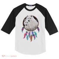 Two White Wolves Dream Catcher Kids Colorblock Raglan Jersey thumb 0