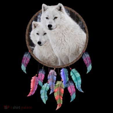 Two White Wolves Dream Catcher Kids Colorblock Raglan Jersey