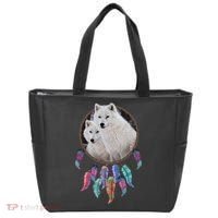 Two White Wolves Dream Catcher Tote Bag thumb 0