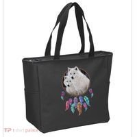 Two White Wolves Dream Catcher Tote Bag thumb 2