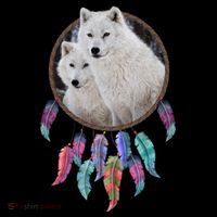 Two White Wolves Dream Catcher Tote Bag thumb 4