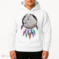 Two White Wolves Dream Catcher Hoodie thumb 2