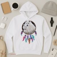 Two White Wolves Dream Catcher Hoodie thumb 3