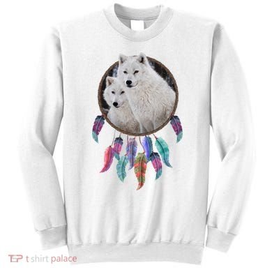 Two White Wolves Dream Catcher Sweatshirt