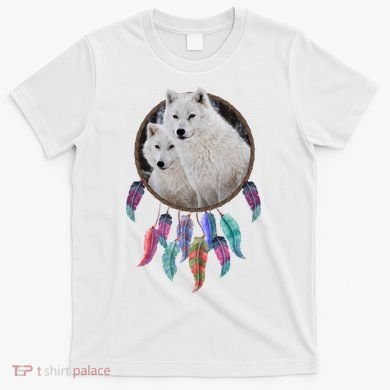 Two White Wolves Dream Catcher T-Shirt