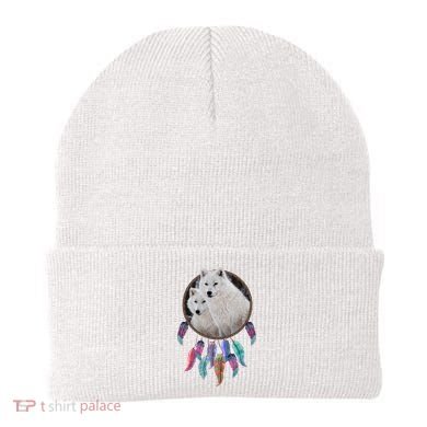 Two White Wolves Dream Catcher Beanie